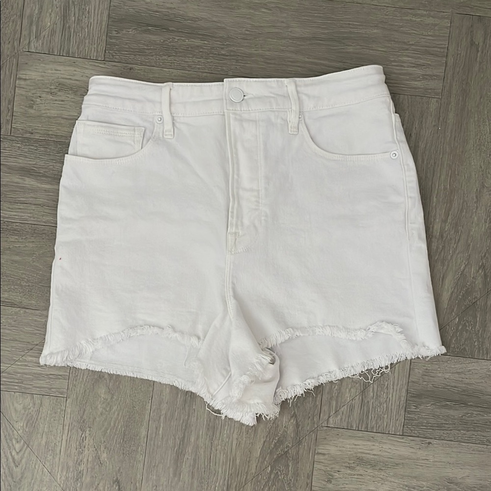 Good American White Jean Shorts Distressed Cut-Off Style